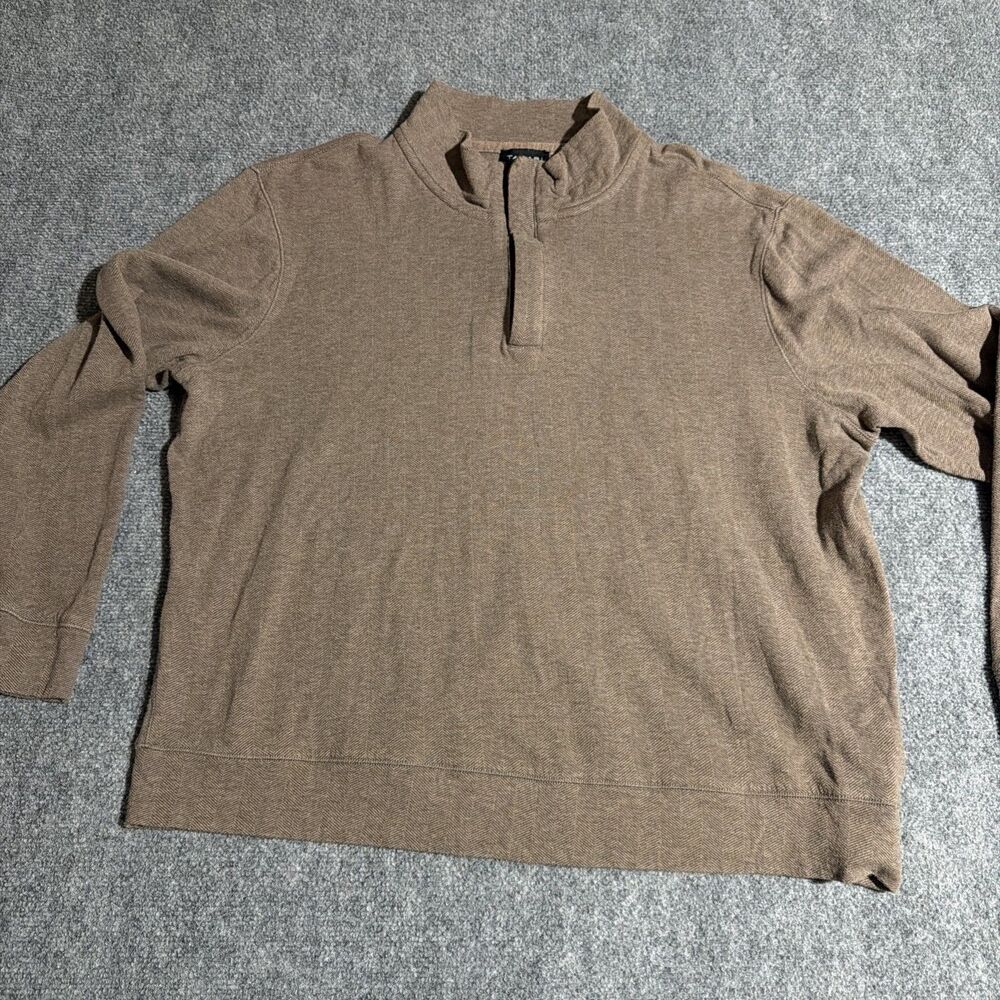 Tahari 1/4 Zip Sweatshirt Mens XXL Brown Long Sleeve Pullover Cotton Blend Soft